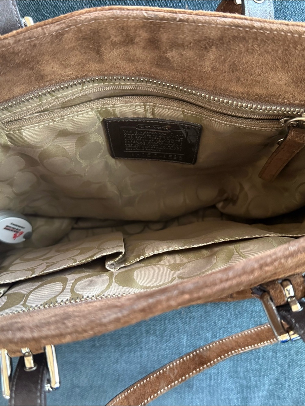 Coach Brown Suede Women’s Tote Bag w/leather straps - Picture 4 of 7